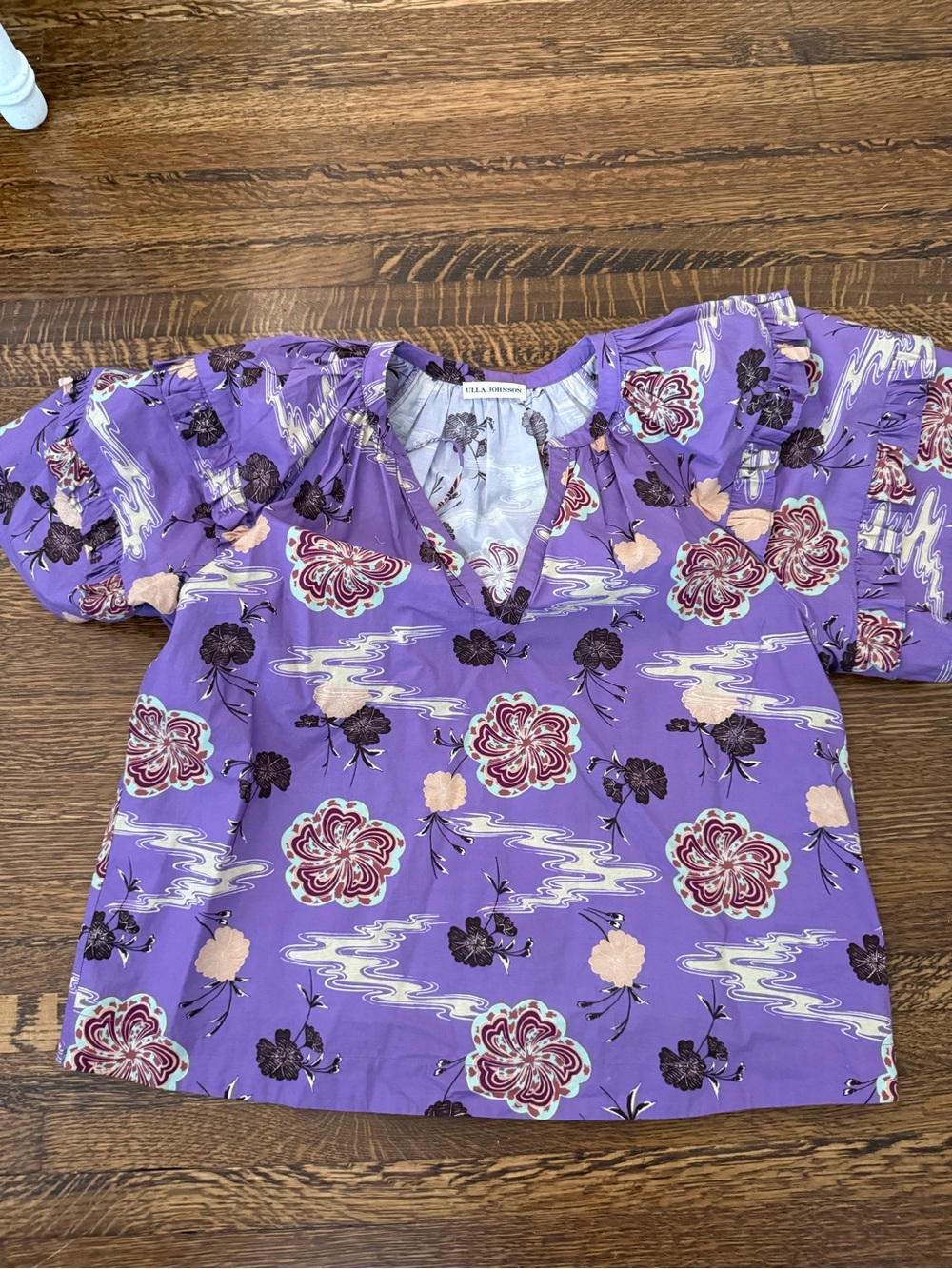 Ulla Johnson Lavender Floral Cotton Blouse size 6